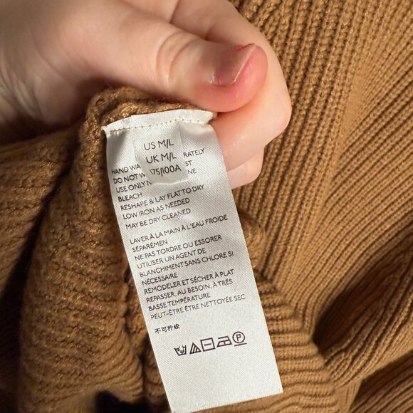 Anthropologie Women's Tan Kali Turtleneck Poncho Sweater - Size M/L Medium/Large - Picture 6 of 7